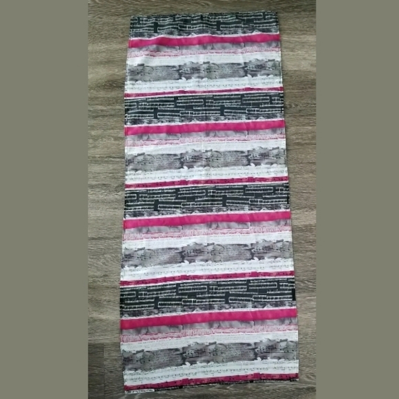 Toyobo Fabric, it's a good life, Music notes pink black white Scarf - Picture 3 of 8